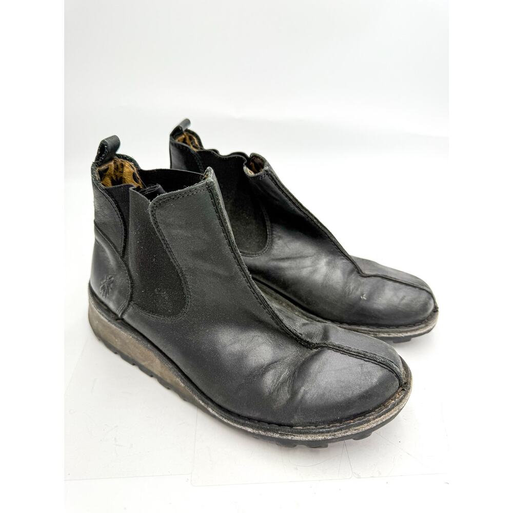 Fly London Huud Leather Women's Black Boots Size 40